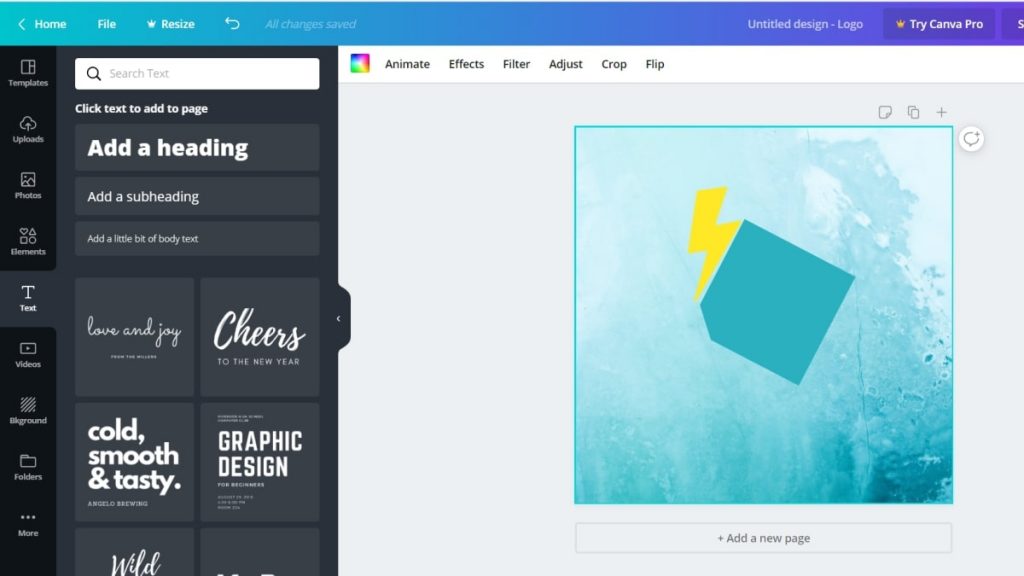 Add text on Using Canva Graphic Design App