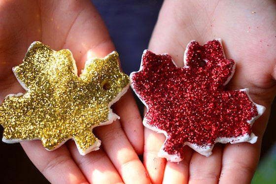 arts and crafts fun fall activities glittered leaf ornaments