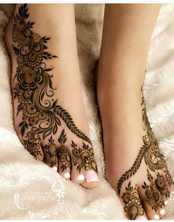 bridal henna designs for feet bail work