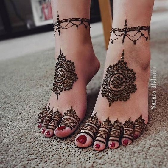 bridal henna designs for feet mandella design