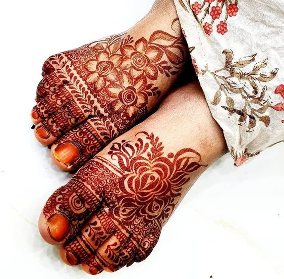 bridal henna designs for feet rosette pattern