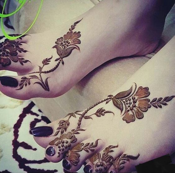 bridal henna designs for feet vine style
