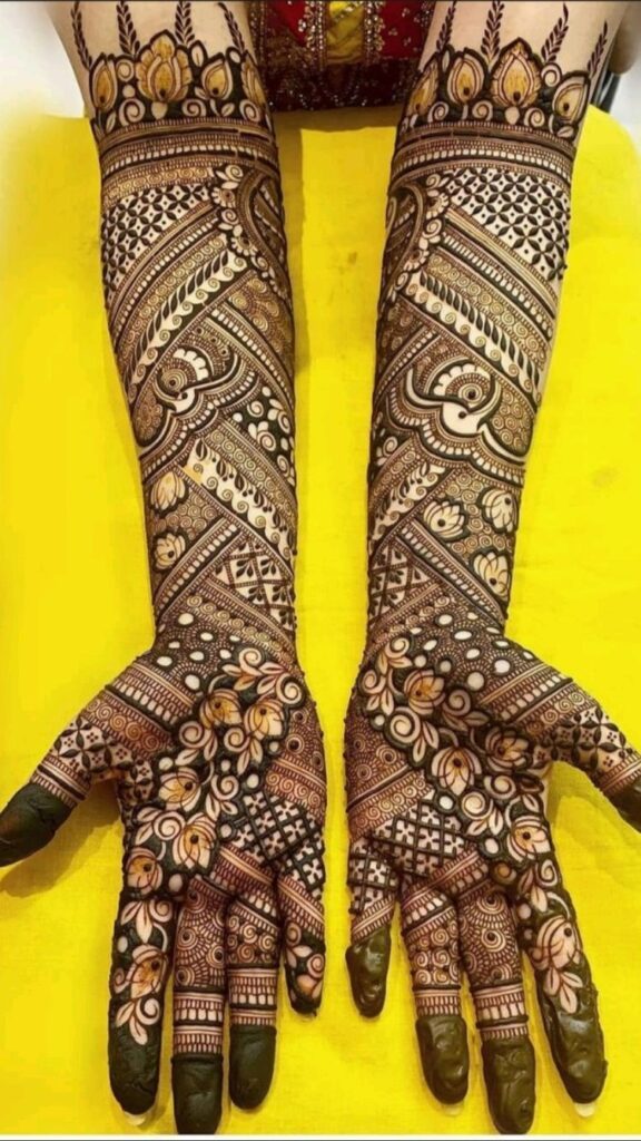 heavy bridal henna designs for hands flower pattern