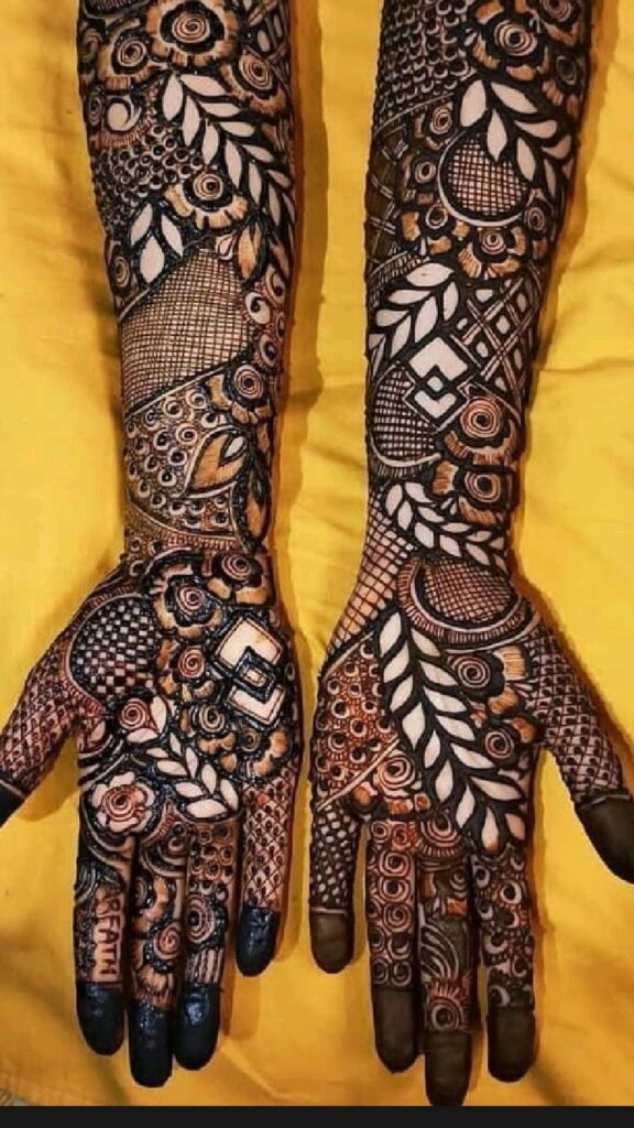 heavy bridal henna designs for hands leaf work