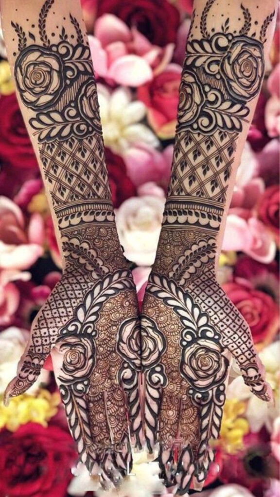 heavy bridal henna designs for hands floral pattern