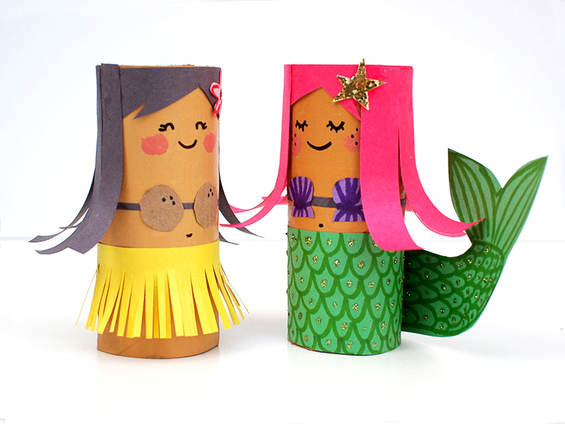 colorful toilet roll crafts for kids mermaid