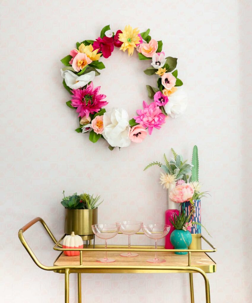 how to craft flowers with cardboard wreath